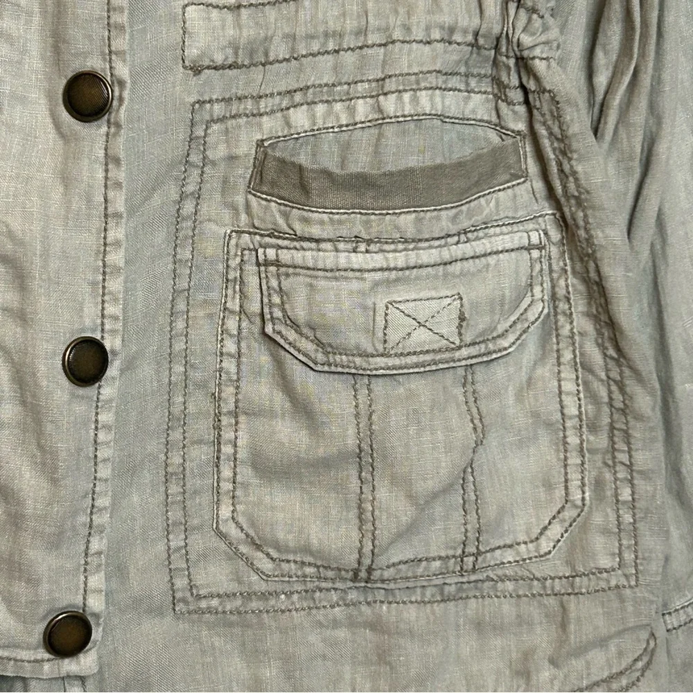 Anthropologie Marrakech Linen Utility Cargo Jacket Medium - Picture 9 of 15